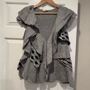 Gray Ruffled Women's Sweater